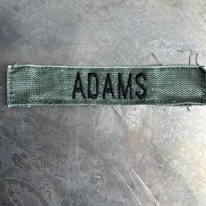 ADAMS Embroidered Vintage ‘Army Green’ Military name tape patch